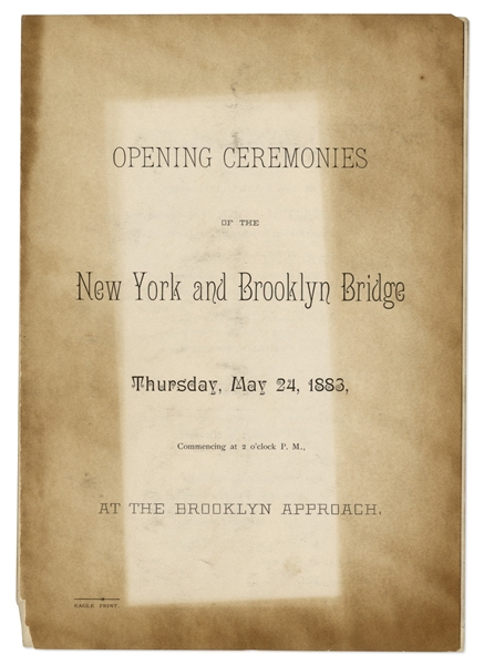 Program From the Opening Ceremonies of the Brooklyn Bridge in 1883